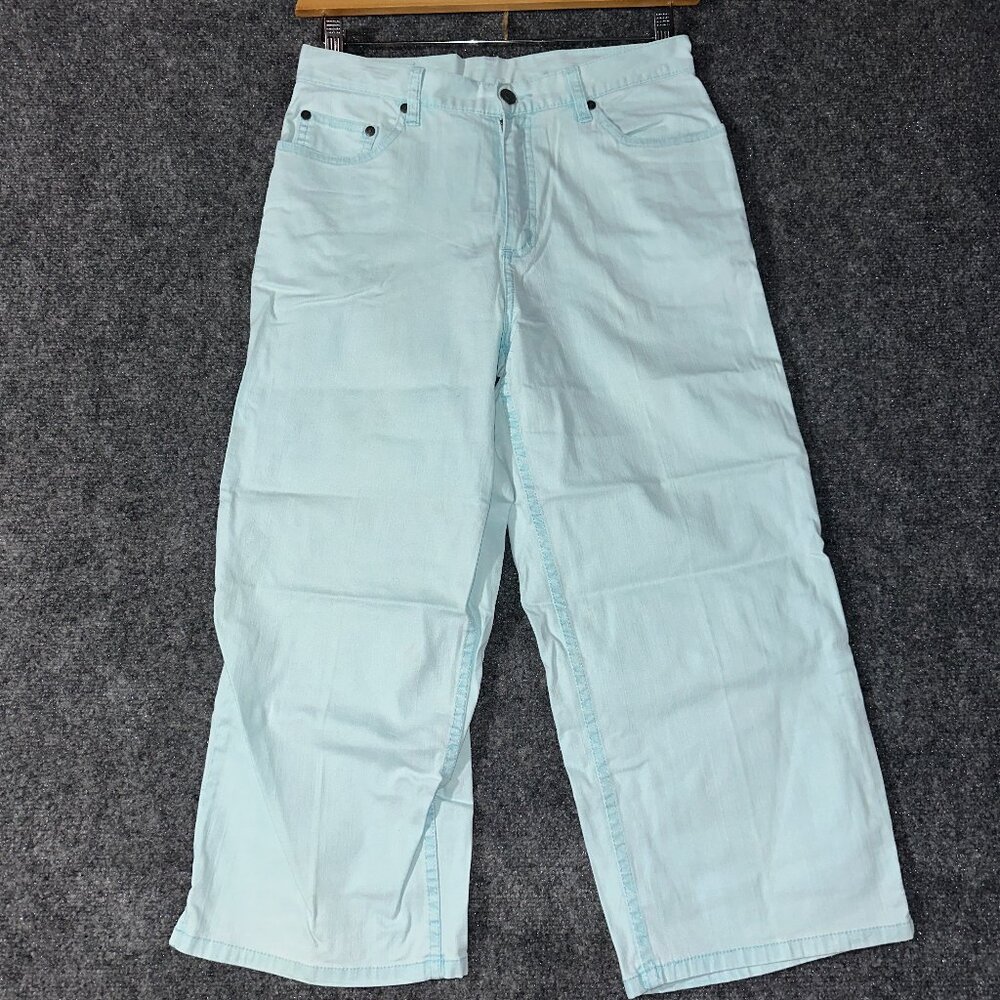Chicos Denim Jeans Womens 8 Light Blue Cotton Stretch Straight Crop